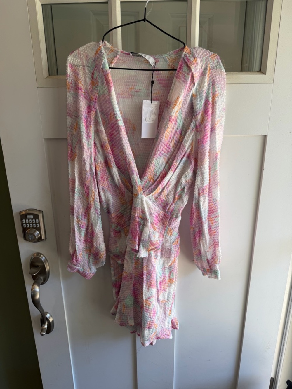 IRO Pastel Multicolor V-Neck Dress in Pink, Mint & Peach